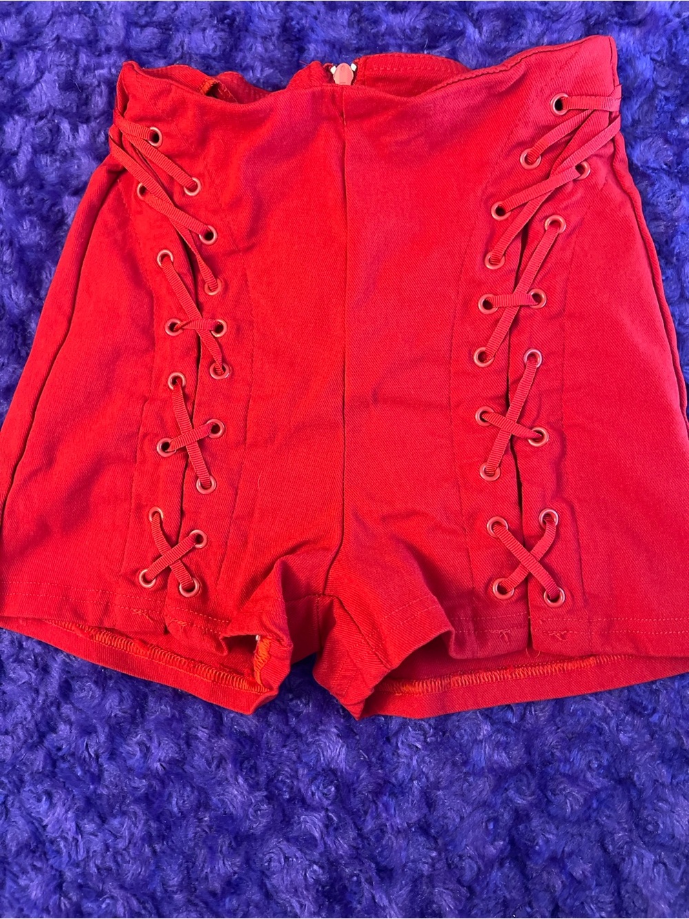 Esprit Red High-Waist Lace-Up Shorts